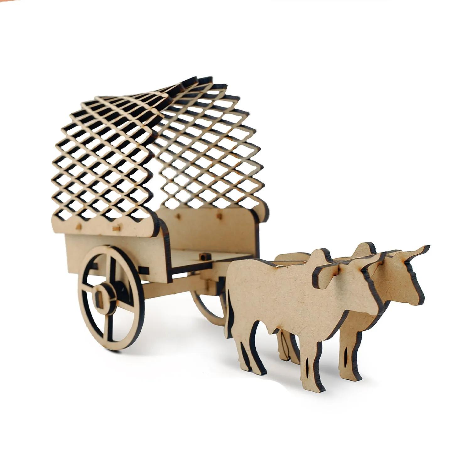 Handmade wooden Bullock Cart 3D puzzle for online kids and adults